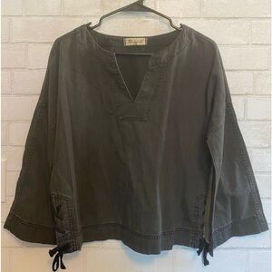 MADEWELL Denim Side-lace Top Size XS Sloan Black V-Neck Women’s #022